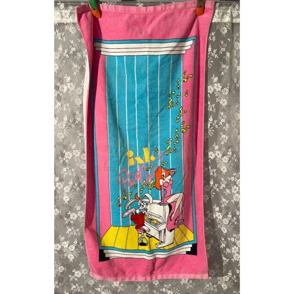 Vintage 80s Who Framed Roger Rabbit Beach Towel 1980s Retro Ink & Paint Club